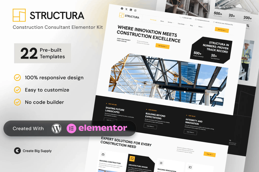 Structura - Construction Consultant Elementor Template Kit 1 Structura - Construction Consultant Elementor Template Kit, Elementor Template Kit, Structura Elementor Template Kit - Free Download
