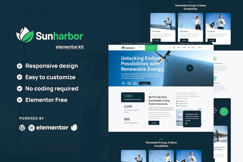Sunharbor - Green Technology Elementor Kit Elementor Template Kit 1 Sunharbor - Green Technology Elementor Template Kit, Elementor Template Kit, Sunharbor Elementor Template Kit - Free Download