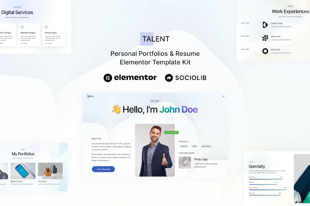 Talent Elementor Template Kit 1 Talent Elementor Template Kit, Elementor Template Kit, Talent Elementor Template Kit - Free Download