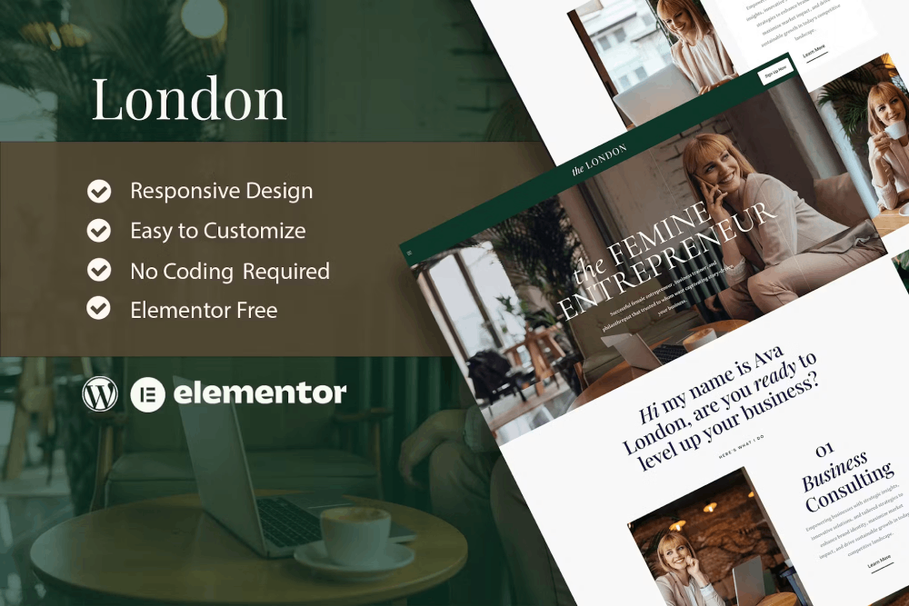 The London - Femine Business Coach Elementor Kit Elementor Template Kit 1 The London - Femine Business Coach Elementor Template Kit, Elementor Template Kit, The London Elementor Template Kit - Free Download