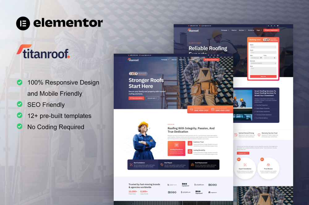 Titanroof - Template kit for roofing service Elementor Template Kit 1 Titanroof - Template kit for roofing service Elementor Template Kit, Elementor Template Kit, Titanroof Elementor Template Kit - Free Download
