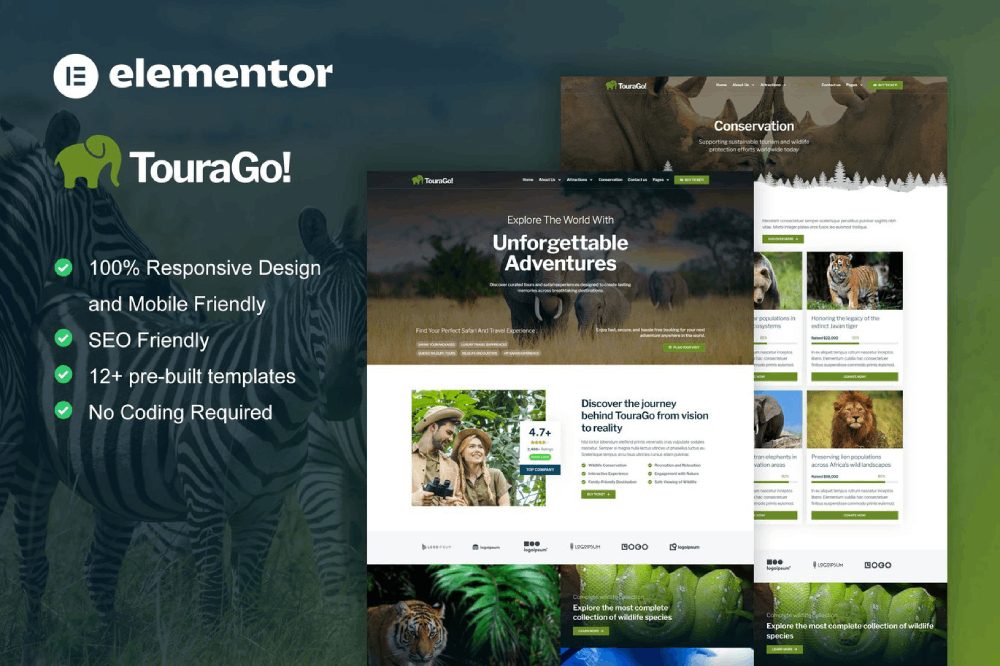 TouraGo - Safari & Zoo Elementor Pro Template Kit Elementor Template Kit 1 TouraGo - Safari & Zoo Elementor Pro Template Kit Elementor Template Kit Cover