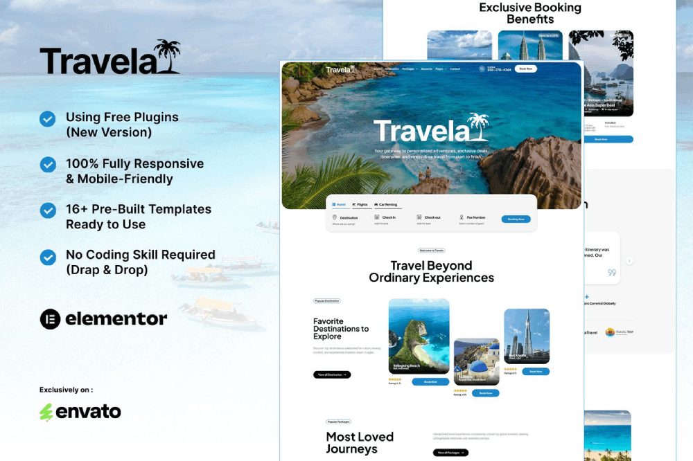 Travela - Travel & Trip Business Elementor Template Kit 1 Travela - Travel & Trip Business Elementor Template Kit Cover