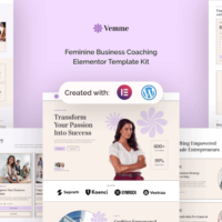 Vemme - Feminine Business Coaching Elementor Template Kit, Elementor Template Kit, Vemme Elementor Template Kit - Free Download