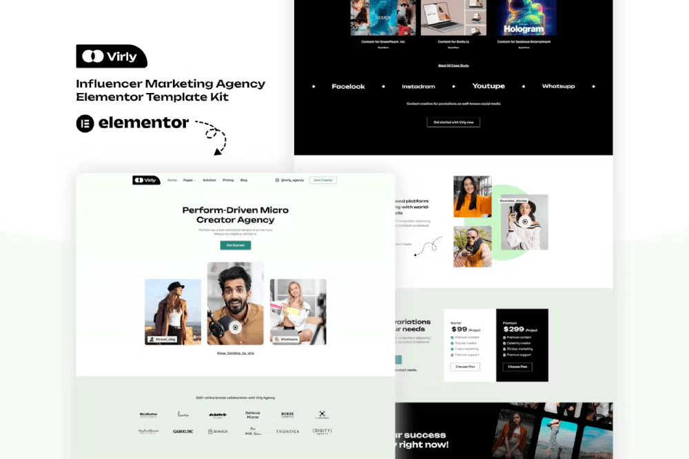 Virly - Influencer Marketing Agency Elementor Template Kit 1 Virly - Influencer Marketing Agency Elementor Template Kit, Elementor Template Kit, Virly Elementor Template Kit - Free Download