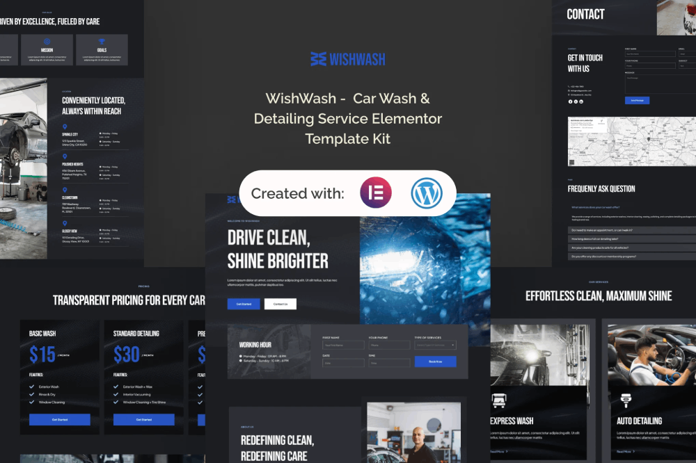 WishWash - Car Wash & Detailing Service Elementor Template Kit 1 WishWash - Car Wash & Detailing Service Elementor Template Kit, Elementor Template Kit, WishWash Elementor Template Kit - Free Download