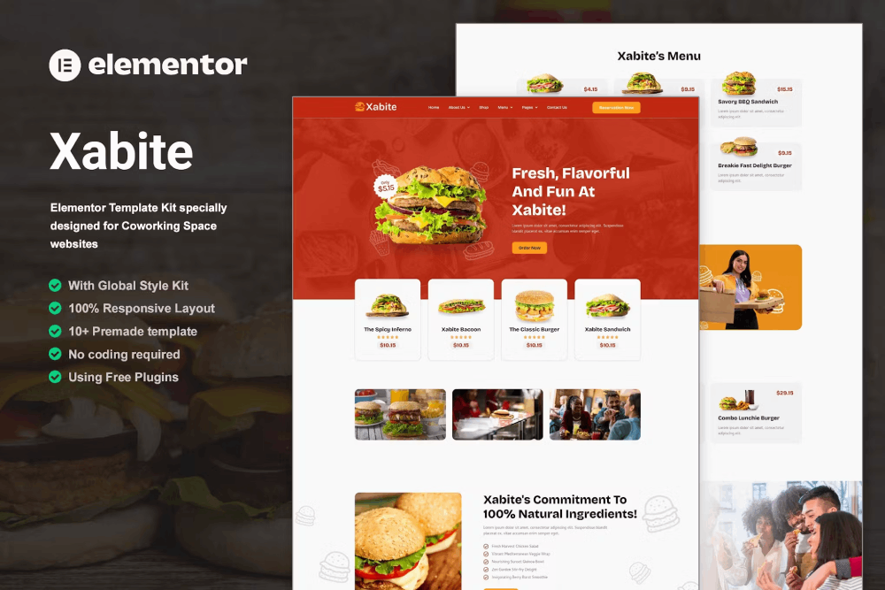 Xabite - Fast Food Elementor Template Kit 1 Xabite - Fast Food Elementor Template Kit, Elementor Template Kit, Xabite Elementor Template Kit - Free Download