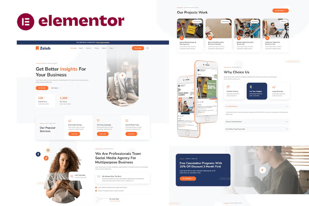Zeleb - Social Media Managements & Digital Advertising Elementor Template Kit 1 Zeleb - Social Media Managements & Digital Advertising Elementor Template Kit, Elementor Template Kit, Zeleb Elementor Template Kit - Free Download