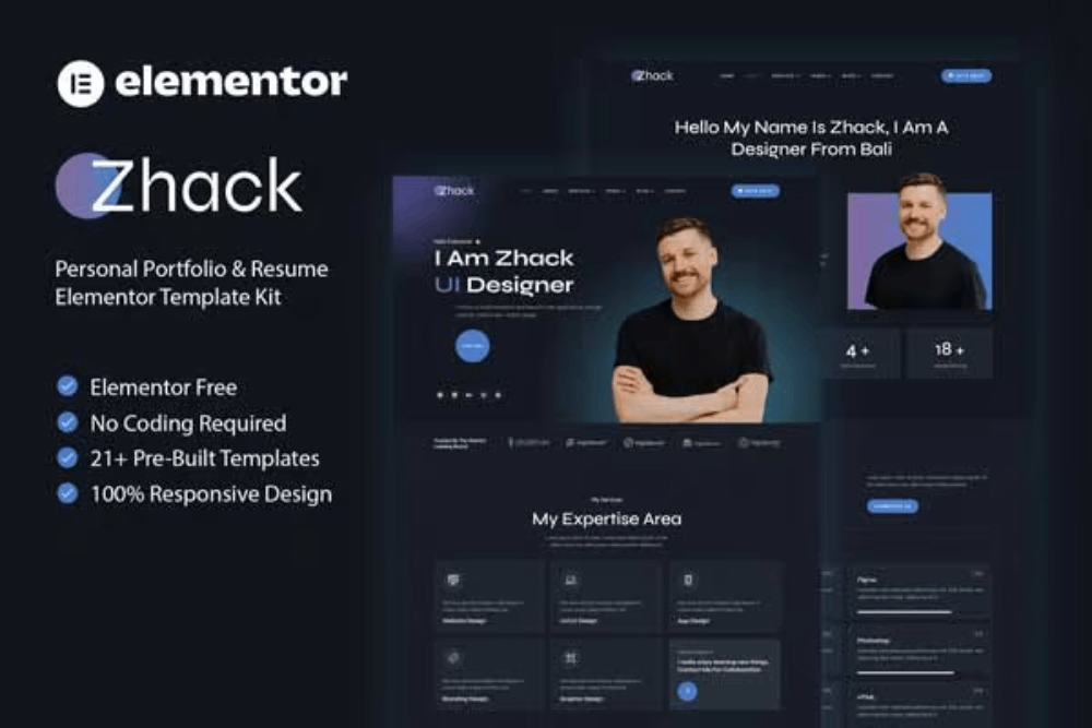 Zhack - Personal Portfolio & Resume Elementor Template Kit 1 Zhack - Personal Portfolio & Resume Elementor Template Kit, Elementor Template Kit, Zhack Elementor Template Kit - Free Download