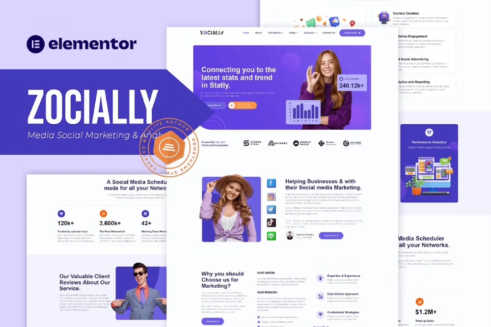 Zocially - Social Media Marketing & Analythic Elementor Template Kit 1 Zocially - Social Media Marketing & Analythic Elementor Template Kit, Elementor Template Kit, Zocially Elementor Template Kit - Free Download