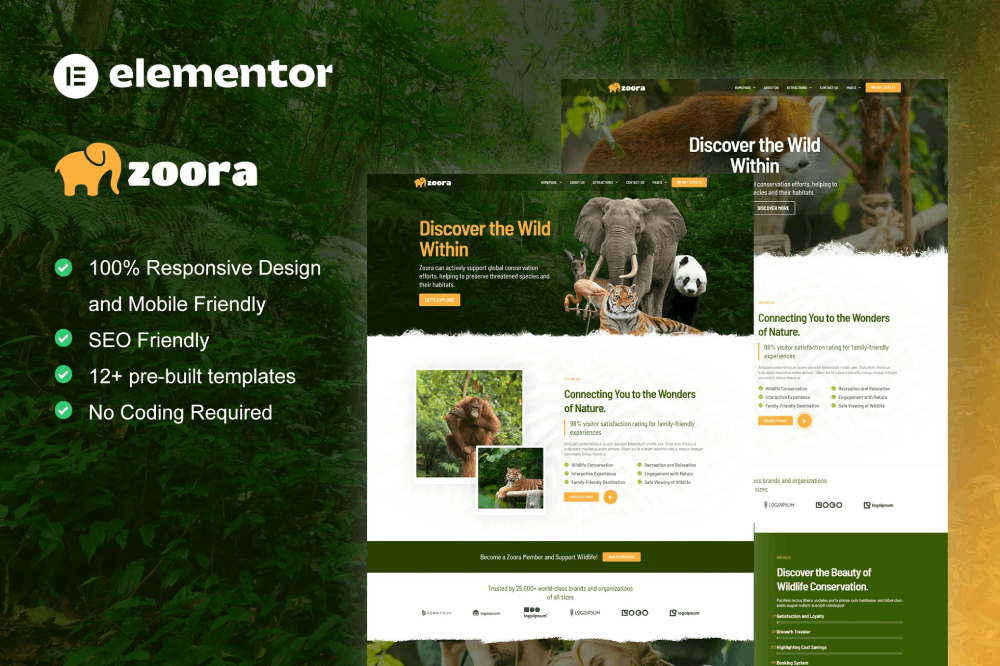 Zoora - Template kit for Zoo & Safari Elementor Template Kit 1 Zoora - Template kit for Zoo & Safari Elementor Template Kit, Elementor Template Kit, Zoora Elementor Template Kit - Free Download